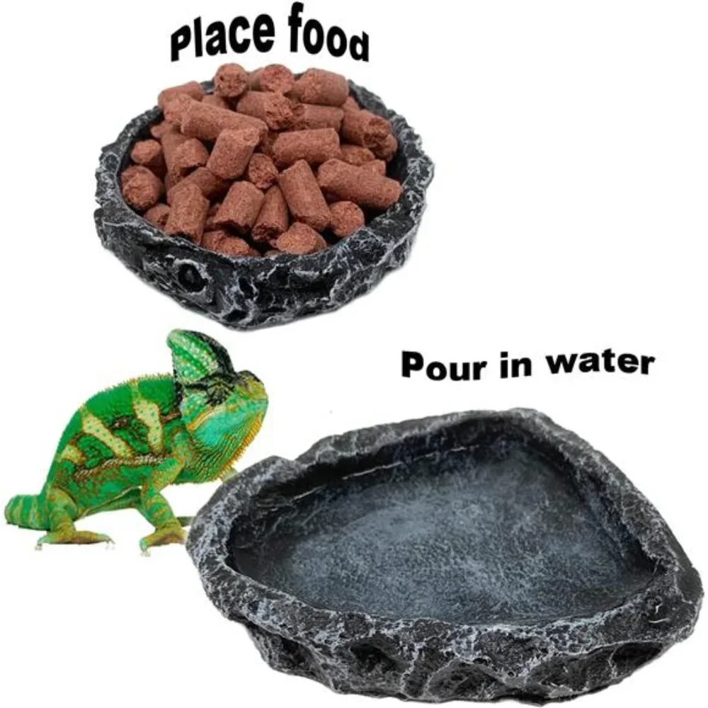 2 Pack Reptile Feeding Dish Corner Bowl, Reptile Water Dish Food Bowl, Reptile
